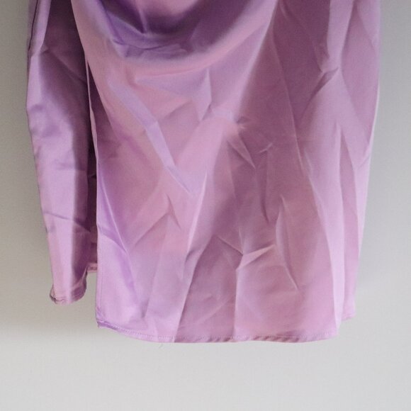 Dynamite Leslie Satin V-Neck M Purple Sleeveless Cami Mini Bodycon Wrap Dress - Picture 9 of 12
